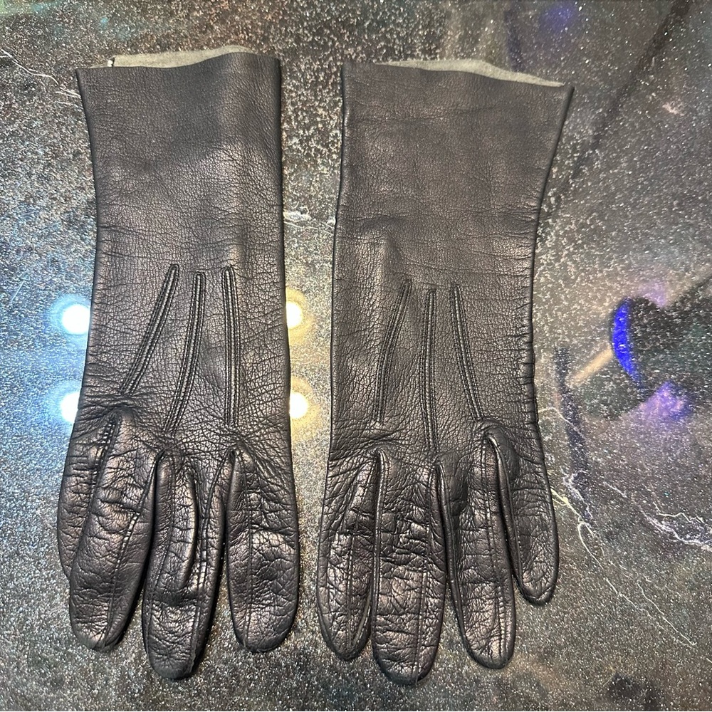 Kayser Vintage Black Leather Classic Driving Gloves 6.5